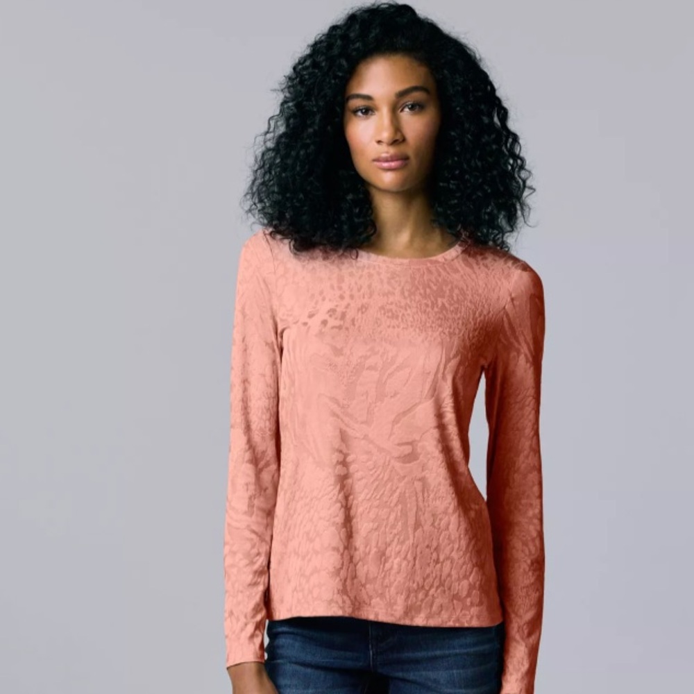 Simply Vera animal pattern pink long sleeve top